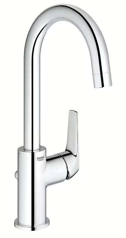 Chromuotas praustuvo maišytuvas Grohe Start Flow su aukštu pasukamu snapu ir svirtiniu valdymu