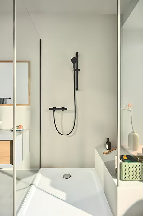 Dušo komplektas Grohe Tempesta 110, matinės juodos spalvos, su rankiniu dušu, dušo stovu ir žarna