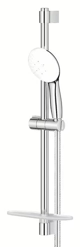 Dušo komplektas Grohe Tempesta chromo spalvos su stovu, metaline žarna ir lentynėle GROHE EasyReach