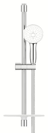 Dušo komplektas Grohe Tempesta chromo spalvos su stovu, metaline žarna ir lentynėle GROHE EasyReach