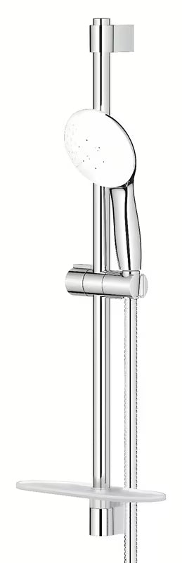 Chromo spalvos dušo komplektas Grohe Tempesta su rankiniu dušu, dušo stovu, metaline žarna ir lentynėle EasyReach