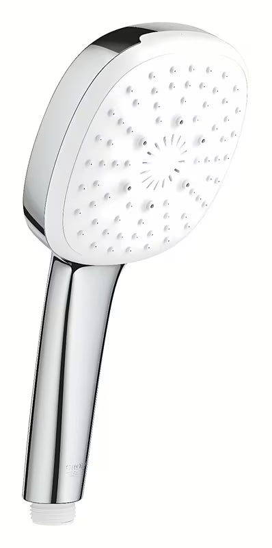 Chromuotas rankinis dušelis Grohe Tempesta Cube su trimis srovėmis: Rain, Jet ir Massage.