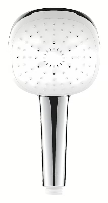 Chromuotas rankinis dušelis Grohe Tempesta Cube su trimis srovėmis: Rain, Jet ir Massage.