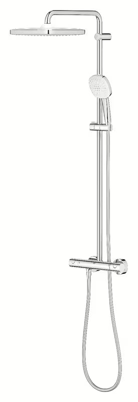 Dušo sistema Grohe Tempesta Cube System su termostatiniu maišytuvu chromo spalvos, su viršutiniu ir rankiniu dušu