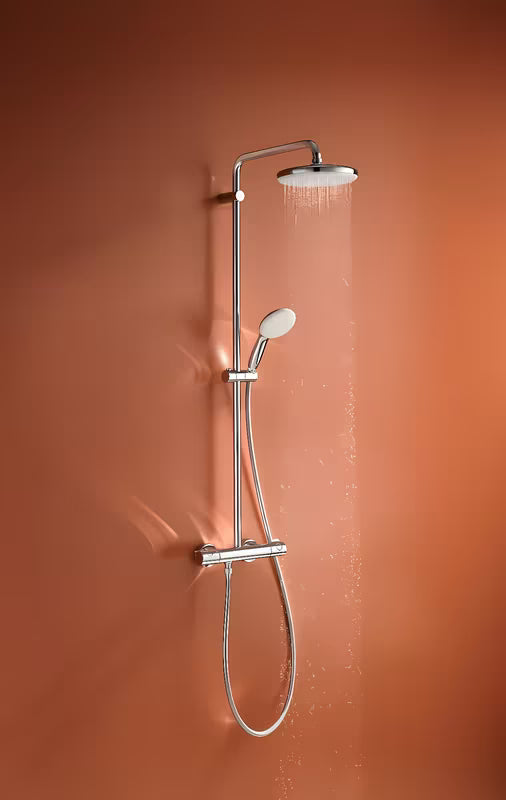 Grohe Tempesta System dušo sistema su termostatiniu maišytuvu chromo spalvos su viršutiniu ir rankiniu dušu