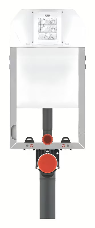 Potinkinis bakelis Grohe Uniset Slim pro įmūrijimui su Slim 3–6 l nuleidimo bakeliu ir viršutiniu vandens įvadu.