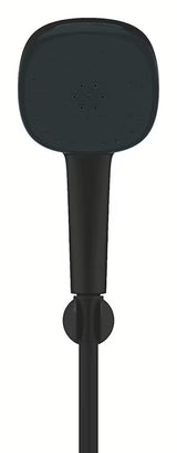 Dušo komplektas Grohe Vitalio Comfort 110 matinės juodos spalvos su rankiniu dušu, 1750 mm žarna ir sieniniu laikikliu.