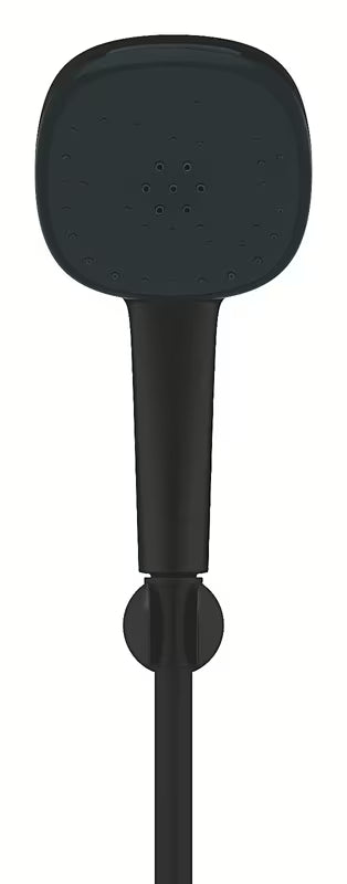 Dušo komplektas Grohe Vitalio Comfort 110 matinės juodos spalvos su rankiniu dušu, 1750 mm žarna ir sieniniu laikikliu.