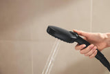 Matinės juodos spalvos dušo sistema Grohe Vitalio Comfort 250 su termostatiniu maišytuvu, su viršutiniu ir rankiniu dušu