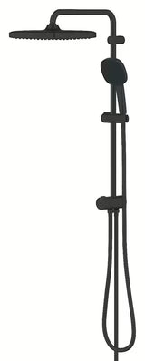 Matinės juodos spalvos dušo sistema Grohe Vitalio Comfort su viršutiniu dušu 250x250 mm ir rankiniu dušu