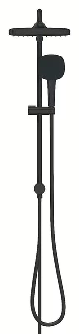 Matinės juodos spalvos dušo sistema Grohe Vitalio Comfort su viršutiniu dušu 250x250 mm ir rankiniu dušu