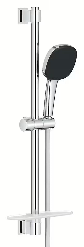 Grohe Vitalio Comfort chromo spalvos dušo komplektas su rankiniu dušeliu, stovu, žarna ir lentynėle