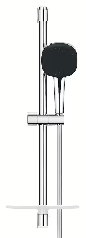 Grohe Vitalio Comfort chromo spalvos dušo komplektas su rankiniu dušeliu, stovu, žarna ir lentynėle