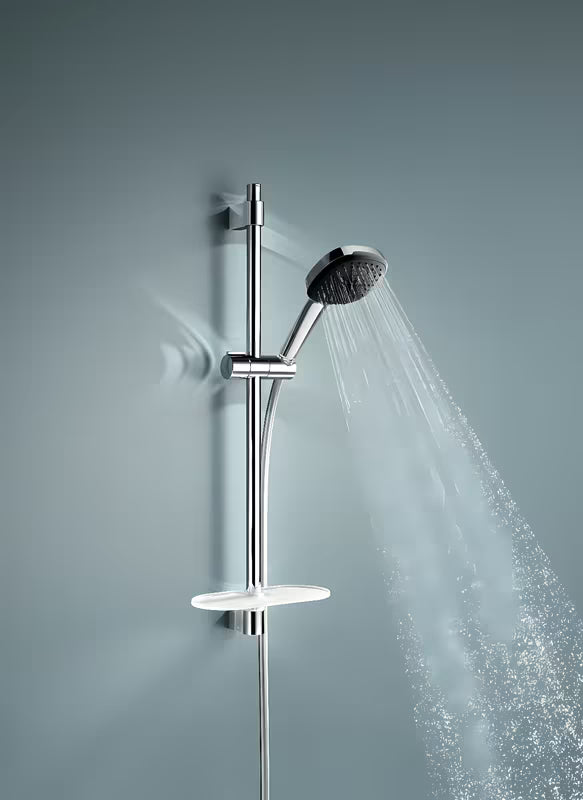 Grohe Vitalio Comfort chromo spalvos dušo komplektas su rankiniu dušeliu, stovu, žarna ir lentynėle