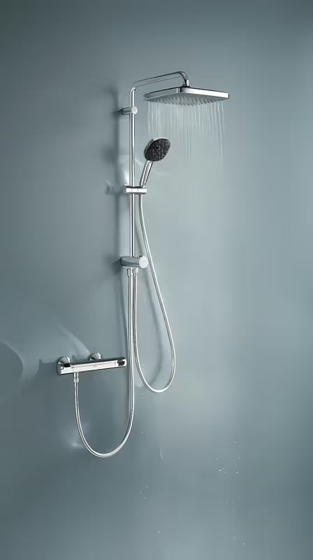 Dušo sistema Grohe Vitalio Comfort System chromo spalvos, su viršutiniu ir rankiniu dušu