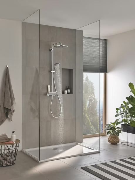 Dušo sistema Grohe Vitalio Joy XXL 310 su termostatu, chromo apdailos, su viršutiniu ir rankiniu dušu