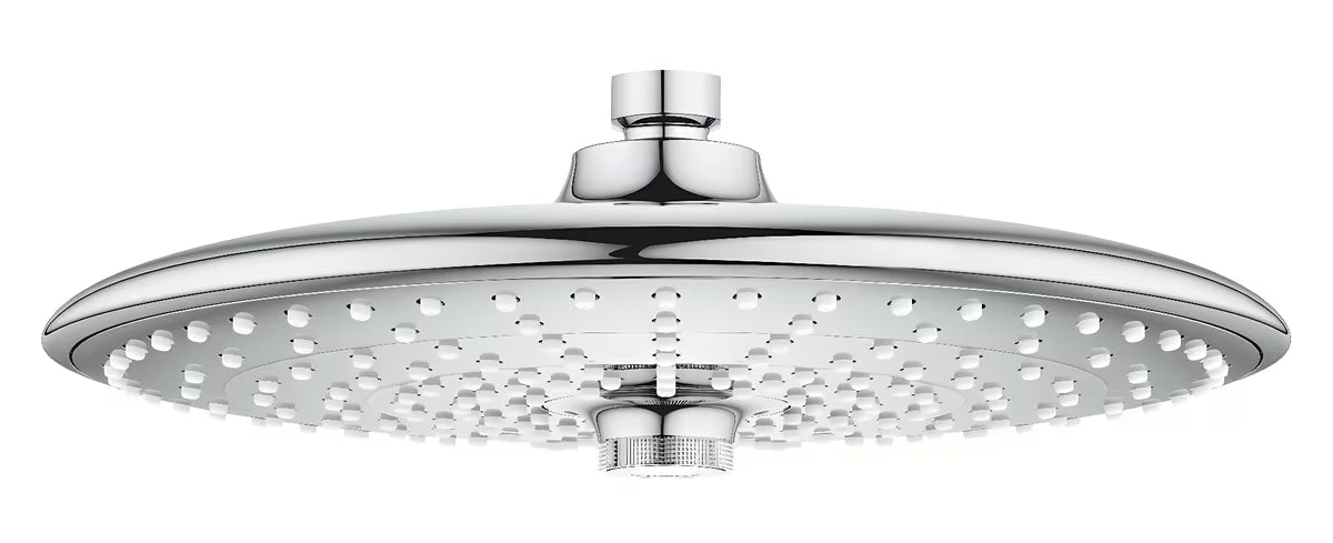 Chromo spalvos viršutinis dušas Grohe Vitalio Joy 260 su trimis srovėmis ir purškimo disku Ø 260 mm