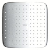 Kvadratinė viršutinis dušas Grohe Vitalio Comfort 250 Cube, chromo spalvos, su Rain srove ir baltu galiniu dangteliu.