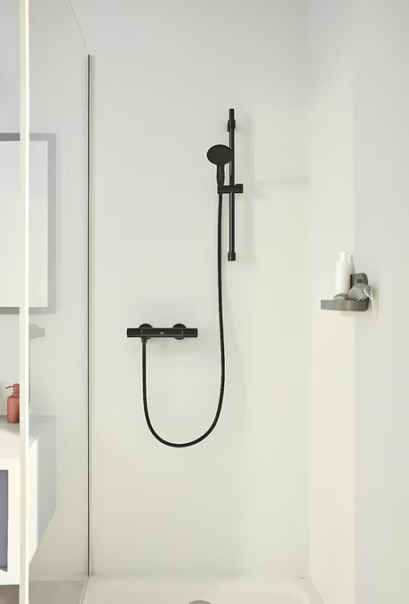 Dušo komplektas Grohe Vitalio Start 110 matinės juodos spalvos su rankiniu dušeliu, stovu ir žarna
