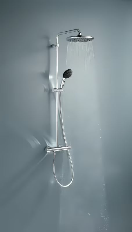 Grohe Vitalio Start System dušo sistema su termostatiniu maišytuvu chromo spalvos su viršutiniu ir rankiniu dušu
