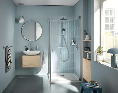 Grohe Vitalio Start System dušo sistema su termostatiniu maišytuvu chromo spalvos su viršutiniu ir rankiniu dušu