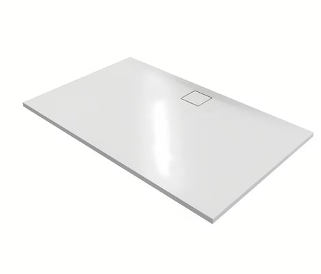 Balta matinė stačiakampis dušo padėklas Hüppe easyflat 180x90 cm iš lieto marmuro, žemo profilio