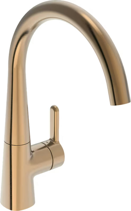 Hansa Designo virtuvinis maišytuvas šlifuotos bronzos spalvos su pasukamu snapu ir svirtiniu valdymu.