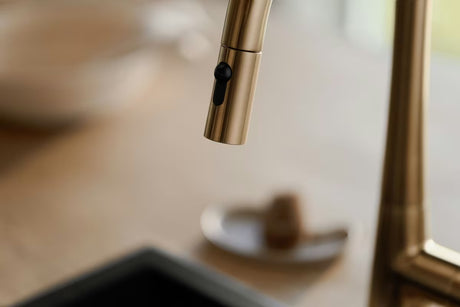 Virtuvinis maišytuvas Hansa Designo su ištraukiamu dušeliu šlifuotos bronzos spalvos