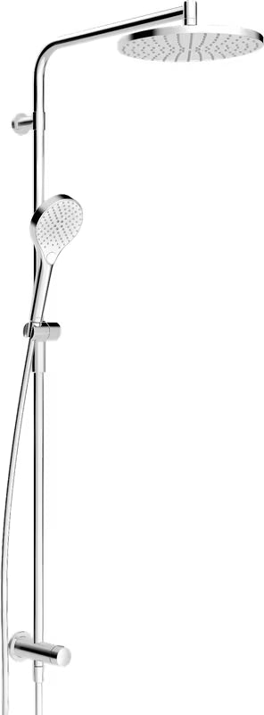 Chromuotas dušo sistema Hansa Viva su rankiniu ir viršutiniu dušu bei sukamuoju perjungikliu