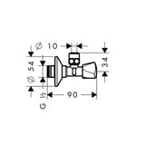 Kampinis ventilis Hansgrohe E be filtro su G ½ prijungimu įvade ir G ⅜ išvade