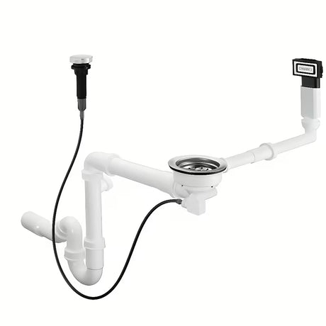 Chromuotas sifonas plautuvei  hansgrohe su ekscentriniu valdymu ir persipylimo komplektu pro granitinei vieno dubens plautuvė.