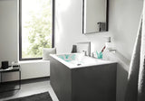 Chromuotas sieninis skysto muilo dozatorius hansgrohe addstoris su stikliniu indu ir metaliniu laikikliu.