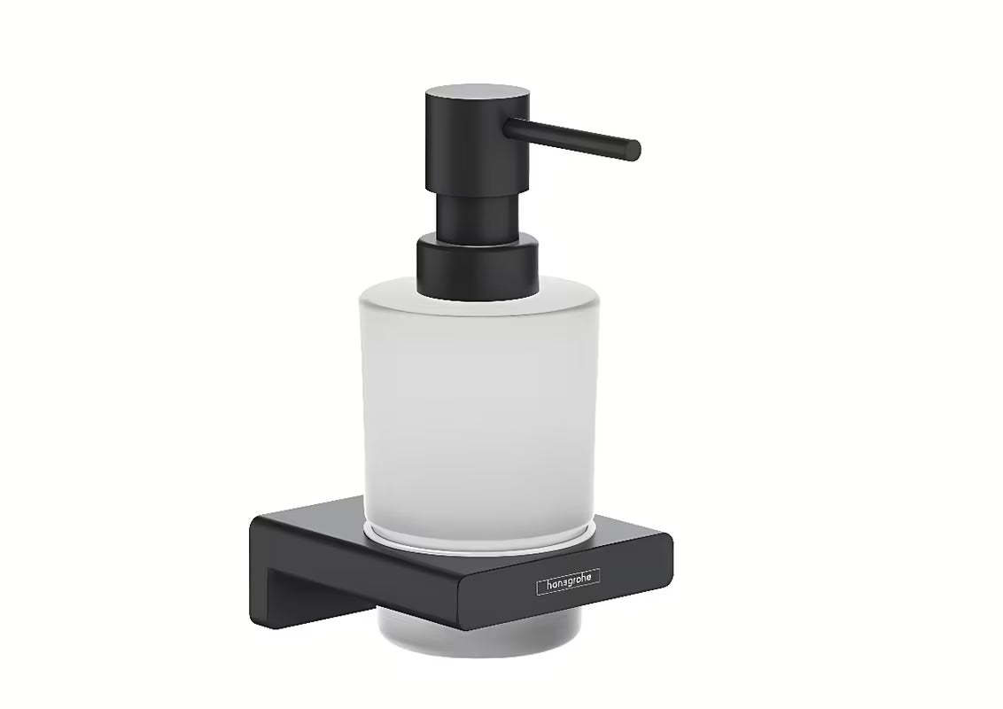 Hansgrohe addstoris sieninis skysto muilo dozatorius su laikikliu matinės juodos spalvos