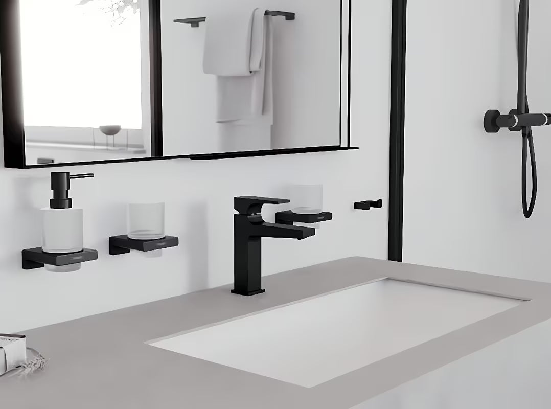 Hansgrohe addstoris sieninis skysto muilo dozatorius su laikikliu matinės juodos spalvos