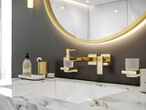 Sieninis skysto muilo dozatorius hansgrohe addstoris blizgaus aukso spalvos su stikliniu indu