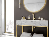 Sieninis skysto muilo dozatorius hansgrohe addstoris blizgaus aukso spalvos su stikliniu indu