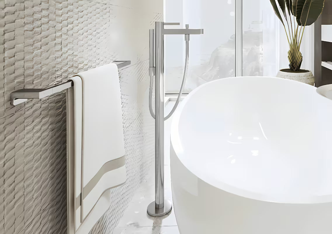 Chromuotas sieninis rankšluosčio laikiklis Hansgrohe addstoris, minimalistinio dizaino, su paslėptu tvirtinimu.