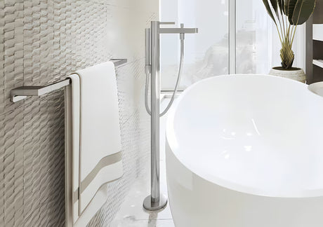 Chromuotas sieninis rankšluosčio laikiklis Hansgrohe addstoris, minimalistinio dizaino, su paslėptu tvirtinimu.