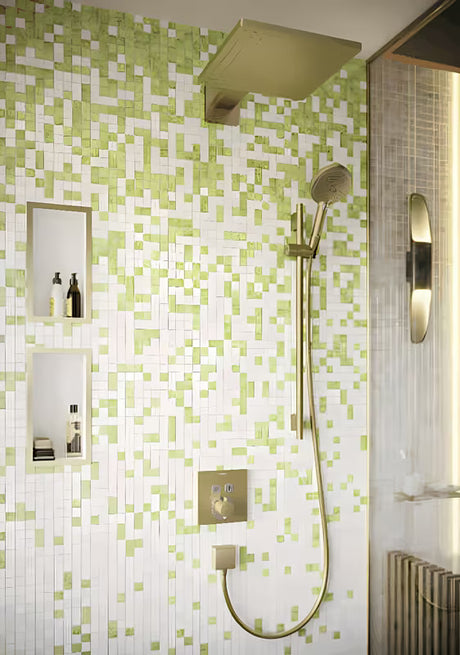 Hansgrohe addstoris stiklinės ir šepetėlių laikiklis su nepermatomu stikliniu puodeliu, šlifuoto bronzo spalvos
