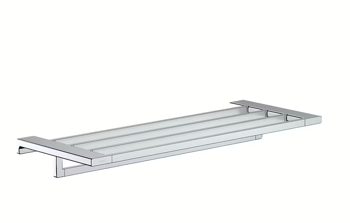 Chromuota sieninė lentynėlė rankšluosčiams Hansgrohe addstoris su apatiniu laikikliu pro pakabinimui.