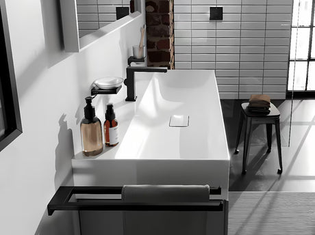 Hansgrohe addstoris dvigubas sieninis rankšluosčio laikiklis matinės juodos spalvos su paslėptu tvirtinimu.