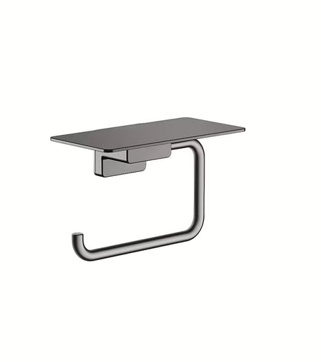 Hansgrohe addstoris tualetinio popieriaus laikiklis su lentynėle šlifuoto juodo chromo spalvos, tvirtinamas prie sienos