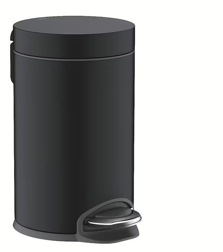 Laisvai pastatomas šiukšliųdėžė  su pedalu hansgrohe addstoris matinės juodos spalvos su dangčiu softclose.