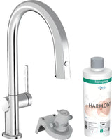 Chromuotas virtuvinis maišytuvas hansgrohe Aqittura su filtru su ištraukiamu snapu