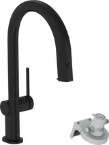 Hansgrohe Aqittura virtuvinis maišytuvas matinės juodos spalvos, su ištraukiamu snapu ir mygtuku pro filtruotam vandeniui