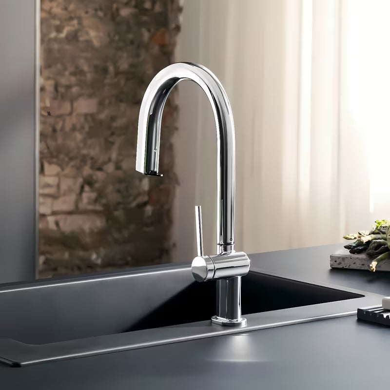 Hansgrohe Aqittura virtuvinis maišytuvas matinės juodos spalvos, su ištraukiamu snapu ir mygtuku pro filtruotam vandeniui