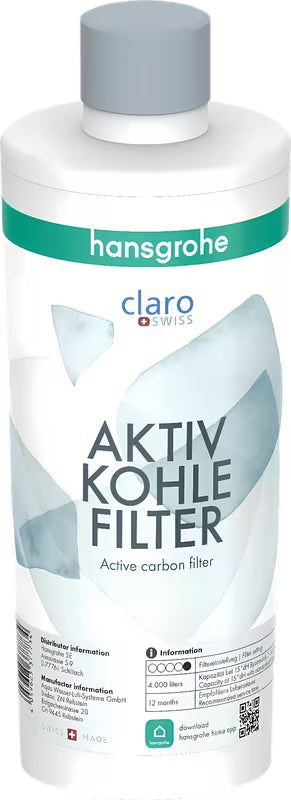Filtras su aktyvintos anglies pro hansgrohe SodaBase pro geresniam geriamojo vandens skoniui ir kvapui