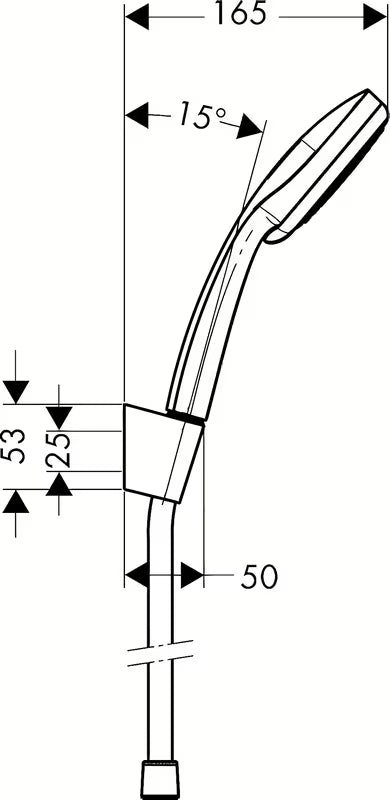 Hansgrohe Croma 100 vonios dušo komplektas chromo spalvos, su 100 mm rankiniu dušu, laikikliu ir žarna
