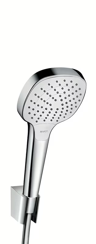 Hansgrohe Croma Select rankinio dušo komplektas baltos ir chromo spalvos, su 110 mm rankiniu dušu
