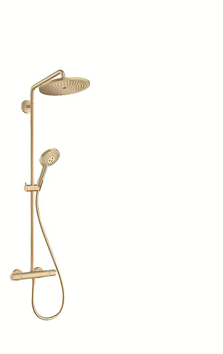 Hansgrohe Croma-Select dušo sistema su termostatiniu maišytuvu šlifuotos bronzos spalvos, su viršutiniu dušu 280 mm